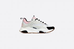 Dior "B22" sneaker in pale pink technical knit and gray calfskin