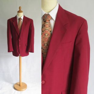 Sport rouge manteau veste blazer, Bordeaux, français vintage rétro, simple boutonnage, grand