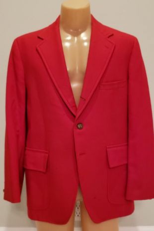 veston d’homme en laine rouge vif trois bouton 1970 44R