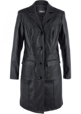 Manteau noir en cuir
