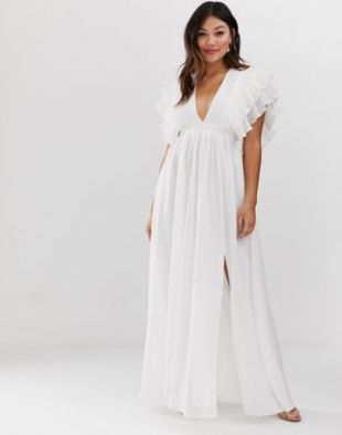 True Decadence premium plunge front maxi dress with shoulder detail in white | ASOS
