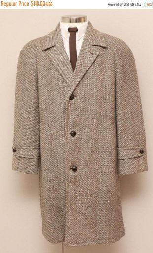 Laine marron, crème, bleue pour homme d’années 1960 vente fleck manteau tweed / botanique 500