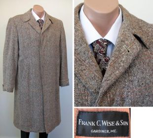 Vintage marron, crème et rouille des années 1950 laine manteau SZ 42