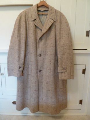 Vintage laine Tweed veste longue des années 1940/50 hommes sur manteau taille grand.