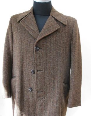 Manteau Vintage des années 1950 des marron en laine et Cachemire