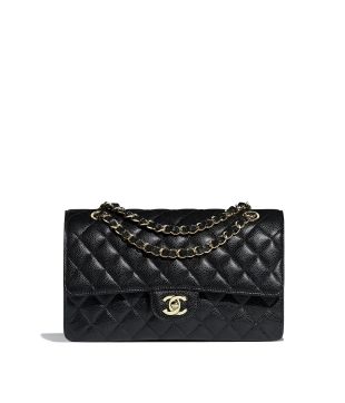 Chanel - Grained Calfskin & Gold Tone Metal Black Classic Handbag