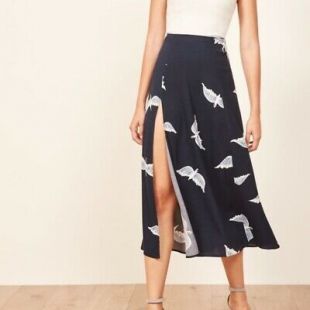 The Reformation Navy Blue Sparrow Bird Print 