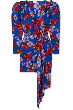 Lagos Wrap-Effect Floral-Print Silk-Jacquard Mini Dress