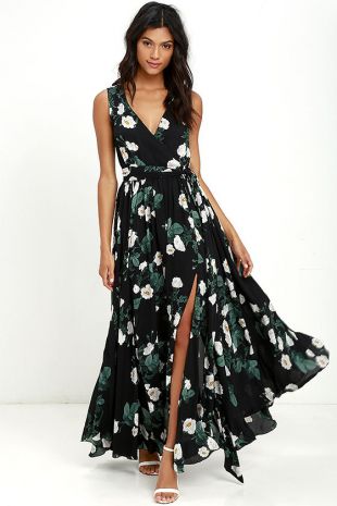 princess polly baby blue dress Lulus Exclusive Glamour Black Floral Organza Strapless Maxi Dress S Wedding