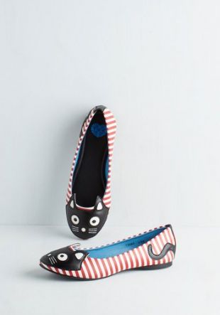 Kawaii Up Your Alley Cat Flat in Stripes by T.U.K. from ModCloth