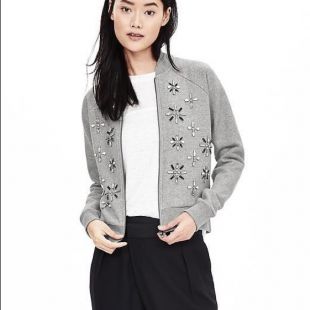  Embellished Grey Bomber