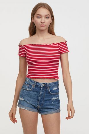 Short en jean Taille haute - Bleu denim 