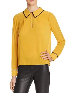  Edith Keyhole Stretch Silk Blouse