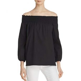 Theory Womens Izalvan Off-The-Shoulder Bishop Sleeves Peasant Top