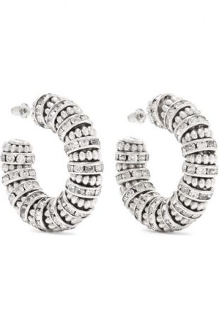 Saint Laurent - Silver-tone crystal hoop earrings