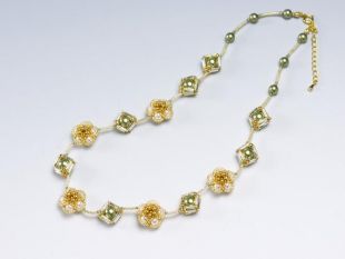 Collier Vert Anis/olive Perles Verre, Soirée Mariage, Style Bohème Pas Cher