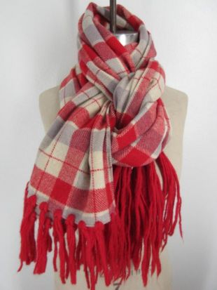 Vintage rouge laine écharpe plaid frangé châle sur mesure accessoire chaud hiver silencieux preppy Check confortable cou cache-cadeau de laine écossais rouge Wrap