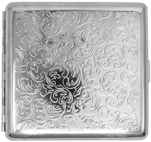 Silver Victorian (Full Pack Kings) Metal-Plated Cigarette Case & Stash Box