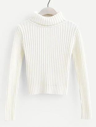 Shein - Pull côtelé col roulé