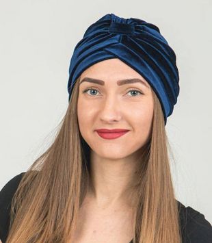 turban velours bleu bandeau