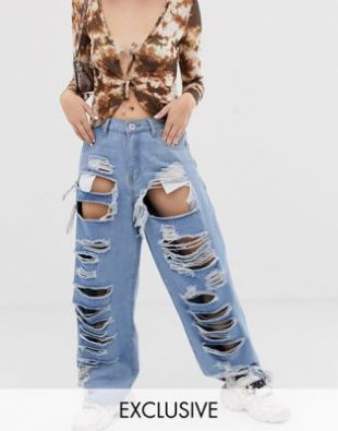 Jean mom ultra baggy taille haute - Délavage vintage