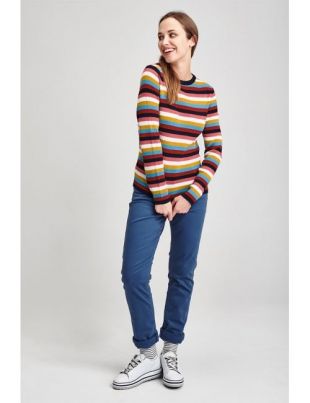 Pull rayé en laine et acrylique