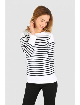 Marinière "Amiral" manches longues, 100% coton