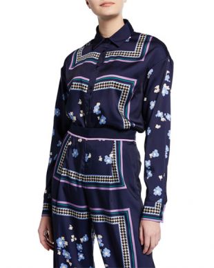  Floral-Print Button-Front Shirt