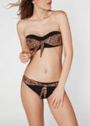 Haut de maillot bandeau à motif animalier Ilaria