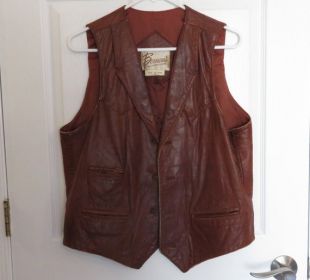 Incroyable rétro cuir marron Bermans agneau gilet Hippie moto Vintage doux