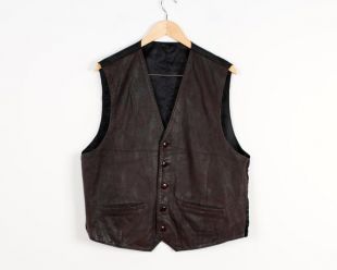 Gilet cuir biker avec patch - Rout66