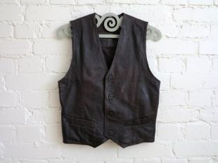 Veste en cuir brun Mens Genuine Steampunk Waistcoat Classic Small Size Biker Motorcycle Vest