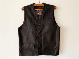 Dark Brown Real Leather Mens Vest Genuine Leather Waistcoat Thick Leather Biker Club Vest Motorcycle Clothing Leather Fetish Size XL Large