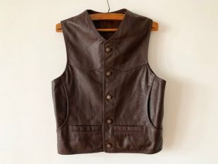 Bourgogne Brown Real Leather Mens Vest Genuine Leather Waistcoat Brown Biker Club Vest Motorcycle Clothing Boho Size Large Leather Vest