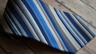 Zimni 100% soie extra longue cravate Bleu, taupe et gris XL cravate diagonale rayures Vintage Father's Day cadeau pour lui cadeau d'enseignant Corbatas