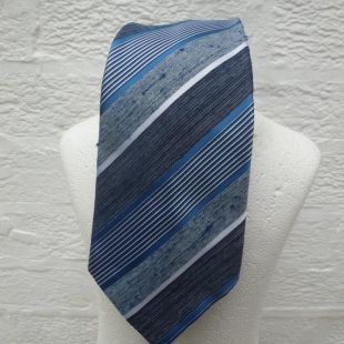 Rayures bleu & gris cravate des années 1970 cadeau vintage présente pour les hommes, mode accessoire de costume cravate, cravate smart mod de fête des pères-jour vintage des années 70...