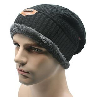 CXW Beanies Knit Men's Winter Hat Caps Skullies Bonnet Winter Hats For Men Women Beanie Fur Warm Baggy Wool Knitted Hat (black)