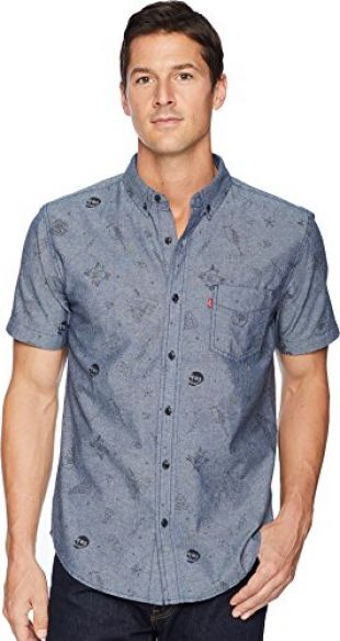 Levi's Mens Fiske Printed Chambray Short Sleeve