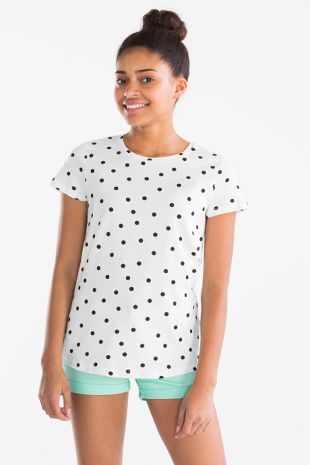 Short sleeve T-shirt - organic cotton - polka dot