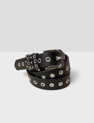 Ceinture avec œillets noire femme