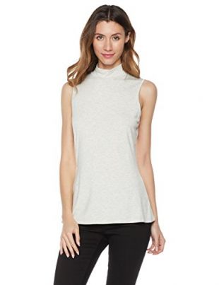 Essentialist Women's-Sleeveless Mock Turtleneck Knit Top