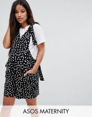 Dungaree Playsuit with Strapping Detail in Spot Print
