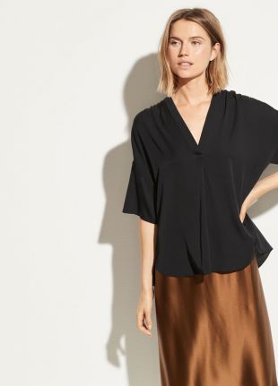 vince - Shirred V-Neck Blouse