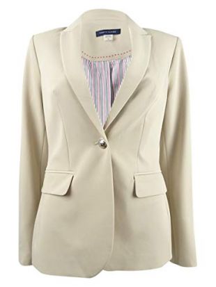 Tommy Hilfiger Women's Woven Button Front Jacket Wheat 6