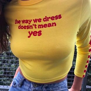 The Way We Dress Doesnt Mean Yes Long Sleeve Crop Top