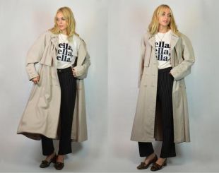Vintage longue Ivoire Beige Duster Mac / Trench Coat