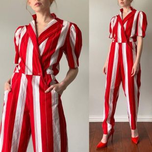 Salopette De Ski Vintage – Années 70, Rouge, Taille 44, Fabrication Française