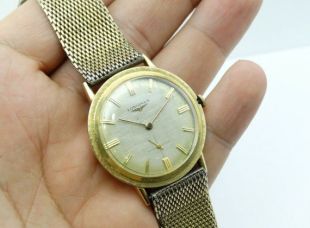 Vintage 1961 Mens 14K Yellow Gold Longines Watch 17J Manual wind running