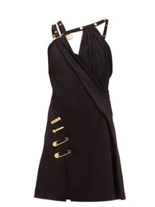Baroque safety-pin draped-satin mini dress | Versace | MATCHESFASHION.COM US