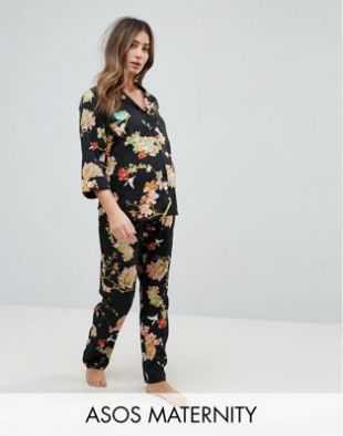 Dark Floral Shirt & Trouser Pyjama Set